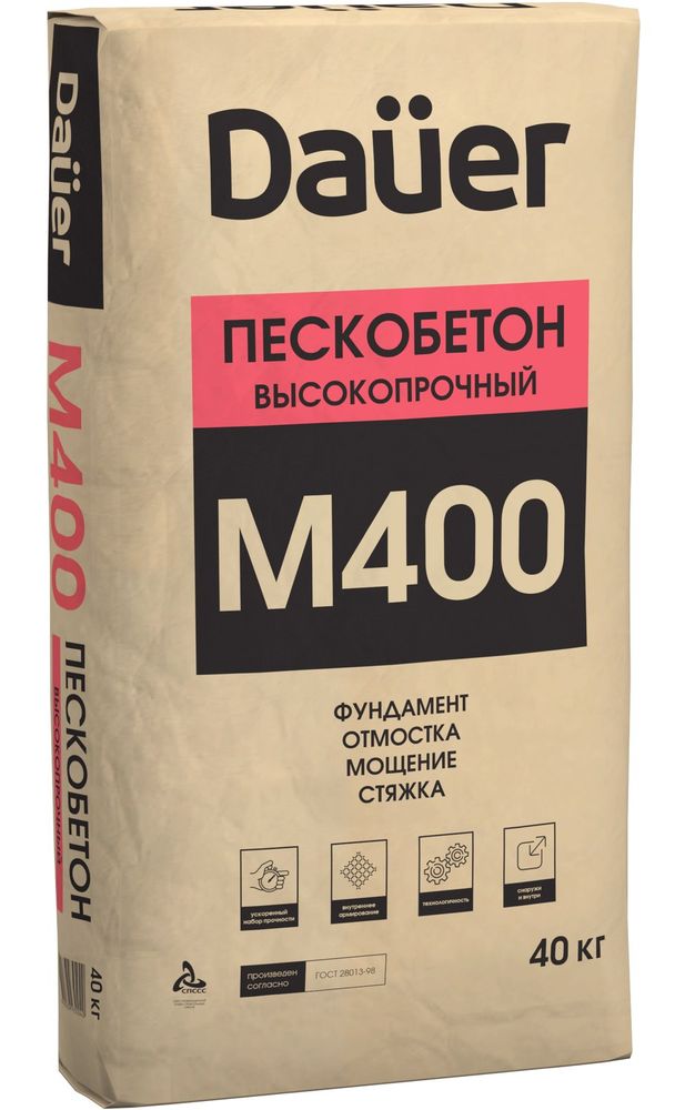 Dauer® Сухая смесь М-400 Пескобетон высокопрочный