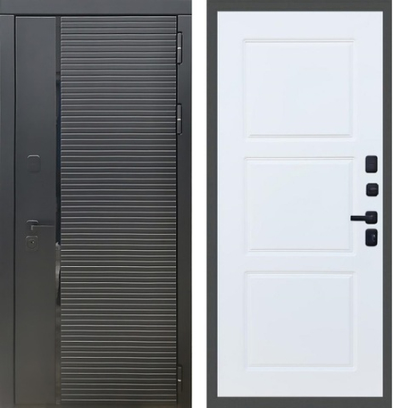 Входная металлическая дверь Рекс 30 Кварц черный / ФЛ-3 Силк сноу (белый матовый, без текстуры)