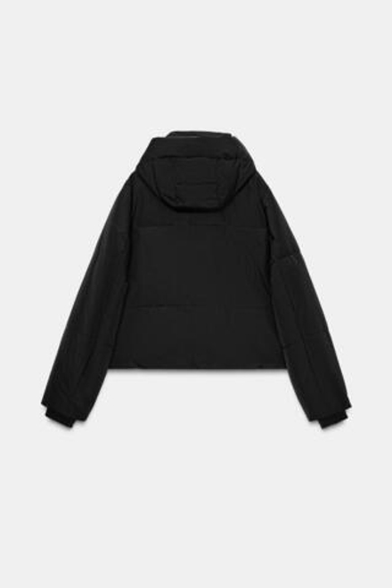 ZARA КОРОТКИЙ АНОРАК С КАПЮШОНОМ WATER REPELLENT WINDPROOF, ЧЕРНЫЙ