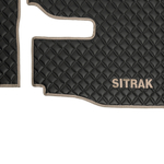 Ковры Sitrak MAX (экокожа, черный, бежевый кант, бежевая вышивка)