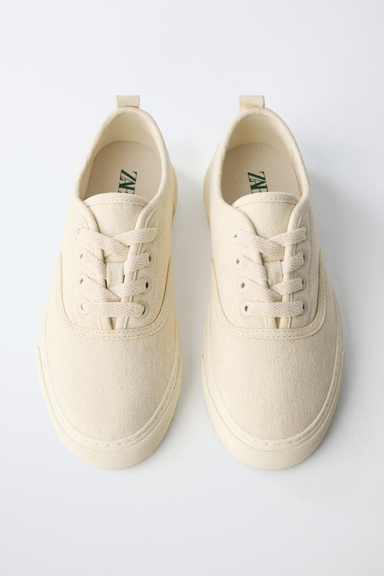 ZARA КЕДЫ СО ШНУРКАМИ, ЭКРЮ