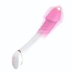 Бело-розовый вибромассажер с крупной головкой - 20,4 см. (Цвет: белый с розовым)