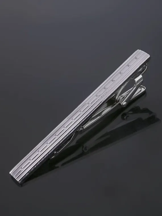 Зажим для галстука стальной &quot;Классический&quot; пунктир, цвет серебро