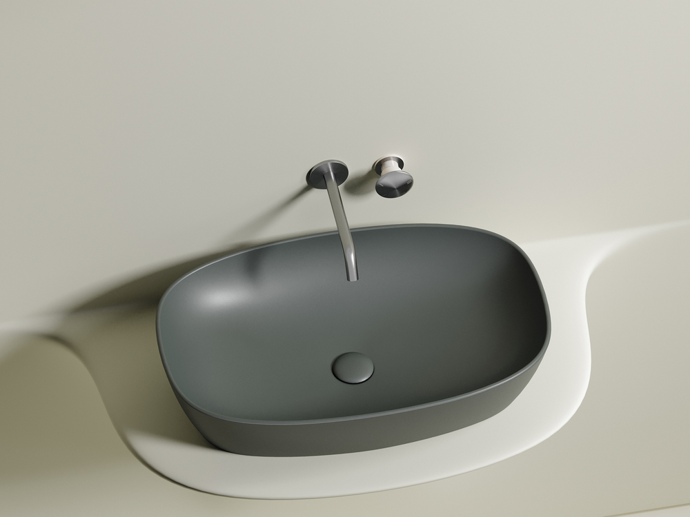 Умывальник чаша накладная овальная (цвет Антрацит Матовый) Element 610x385x140мм