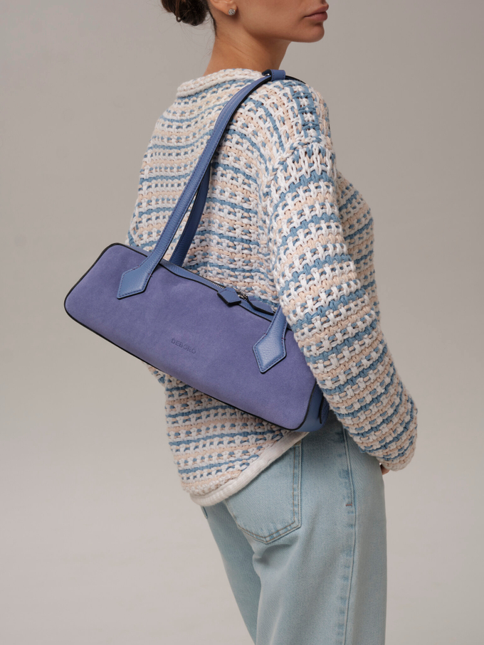 Сумка женская багет на плечо сиреневая