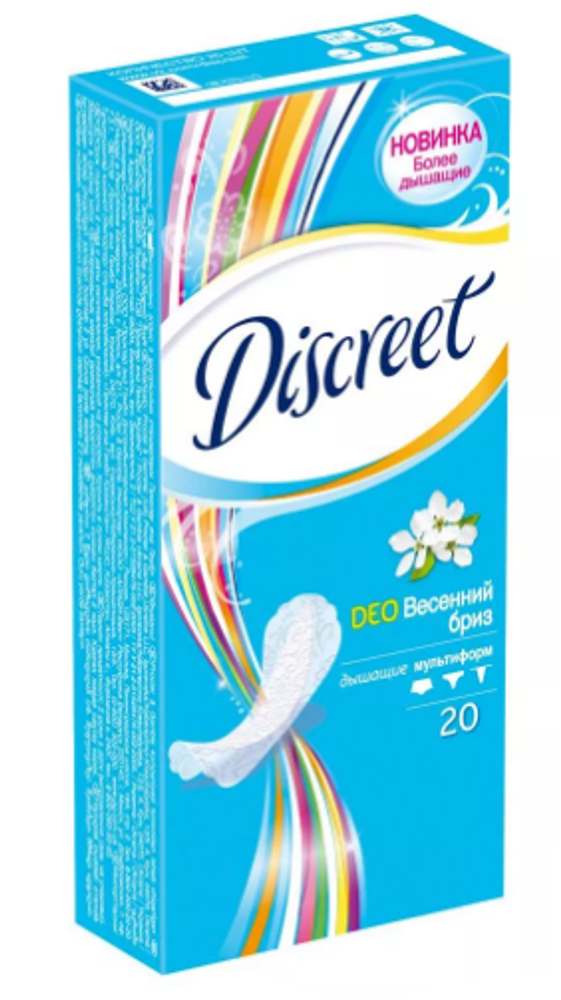 Alldays Discreet Прокладки женские гигиенические Deo Spring Breeze Multiform/Весенняя свежесть, ежедневные, 20 шт