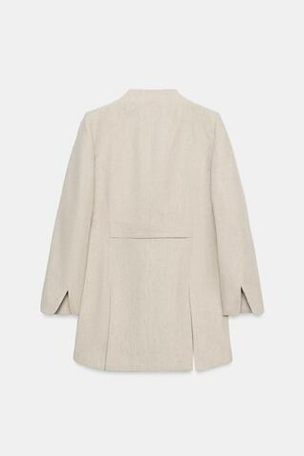 ZARA ДЛИННЫЙ БЛЕЙЗЕР В ПОЛОСКУ — ZW COLLECTION, ПЕСОЧНЫЙ МЕЛАНЖ