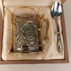 Подстаканник латунный "Москва" в футляре