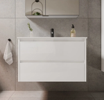 Тумба подвесная SANCOS Libra 790х450х500, c двумя ящиками оснащенными доводчиками, белый глянец , арт. LB80W