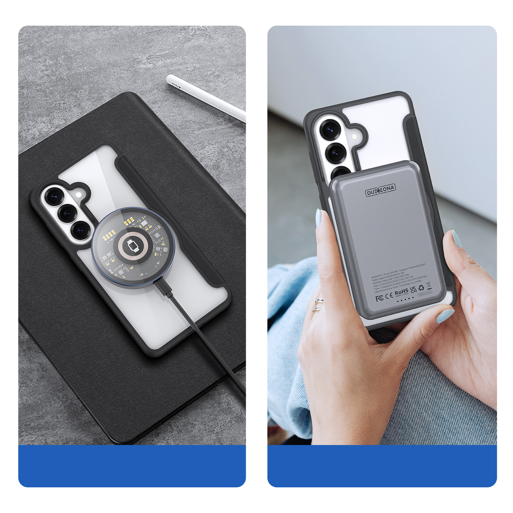 Чехол книжка черного цвета с поддержкой MagSafe для Samsung Galaxy S26, серия Skin X Pro Series от Dux Ducis