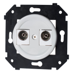 Розетка телевизионная двойная, оконечная, пластик, цвет белый B3-306-21