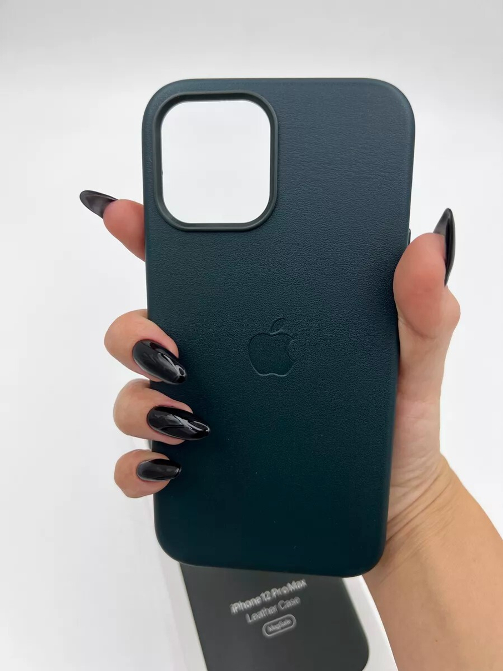 Кожаный чехол Leather Case iPhone 12 Pro Max, Seguoila Green Темно-Зеленый