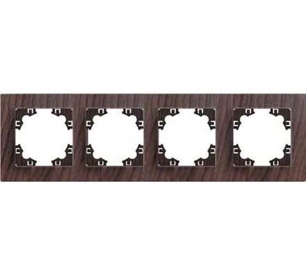 Рамка четырехместная горизонтальная "UNIVersal" серия "Афина" венге (еврослот) (HU2330)