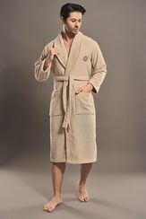 Мужской махровый халат 7260 бежевый Nusa Турция