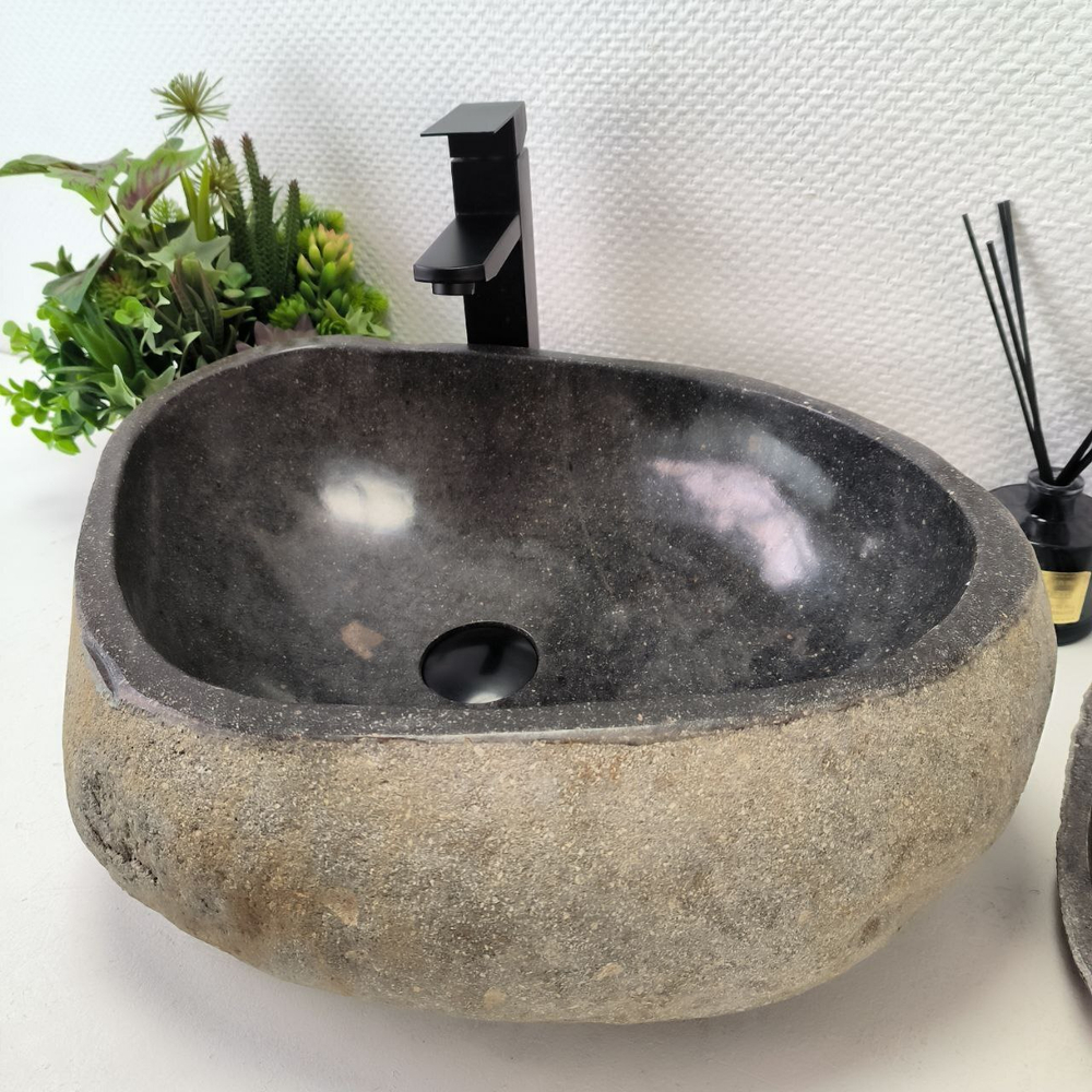 Каменная раковина из речного камня RS-63430 (52*40*15) 0123