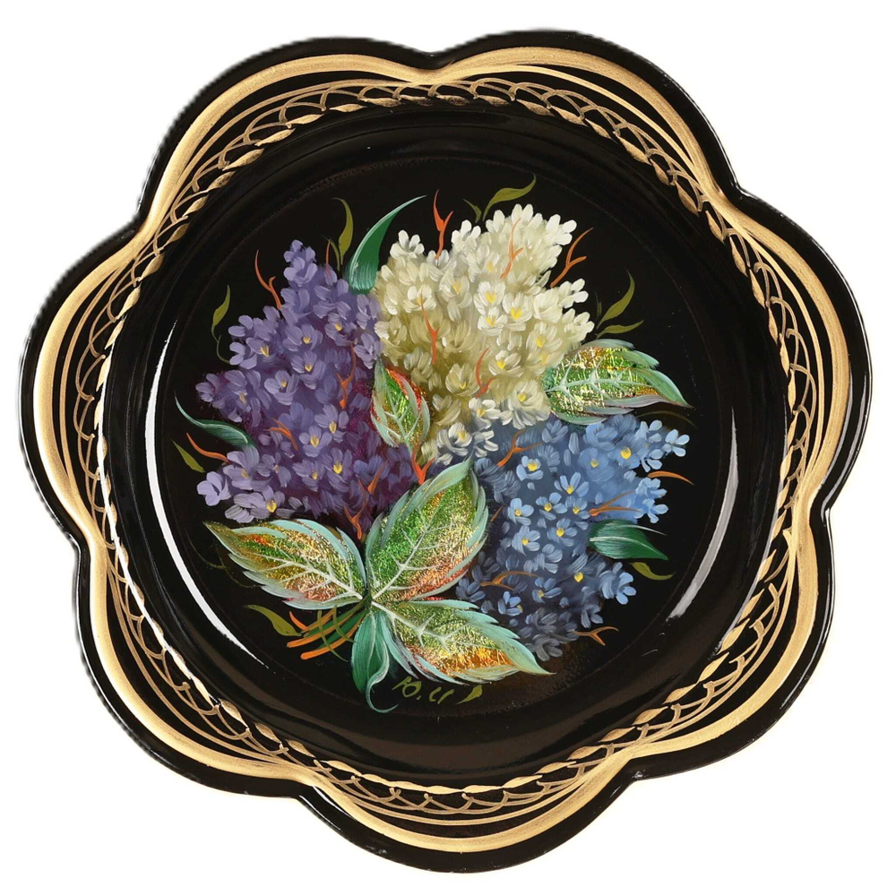 Жостовский поднос декоративный, размер 18 см (A1), металлический