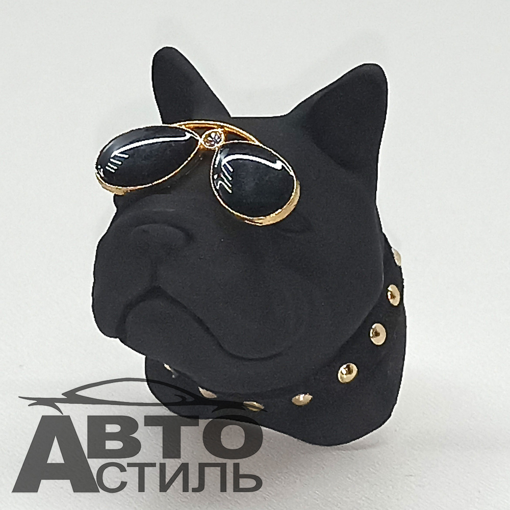 Ароматизатор-игрушка -на обдув- Собачка Бульдог -(жидк)- YC-31BG Black glasses