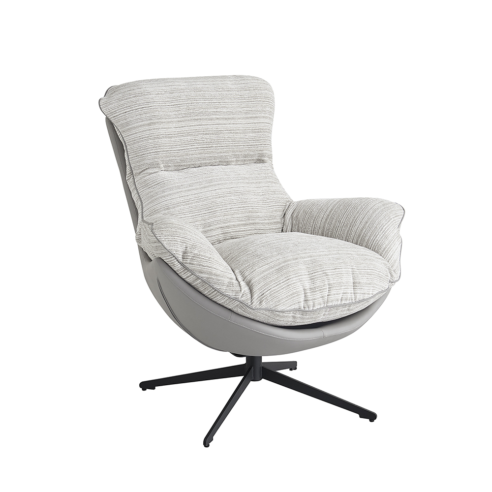 Кресло HUG серый в полоску, экокожа, шенилл