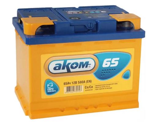 Аккумулятор 6СТ-65 А.ч.,  о.п., R+, АКОМ