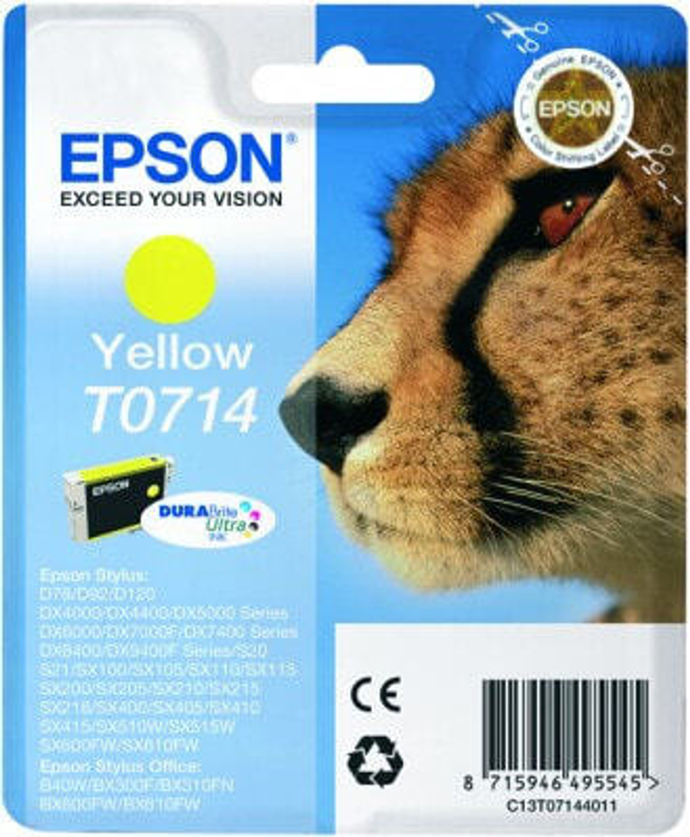 Epson Cheetah T0714 Подлинный Желтый 1 шт C13T07144011