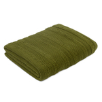 Плед из хлопка с буклированной вязкой оливкового цвета из коллекции essential, 130х170 см
