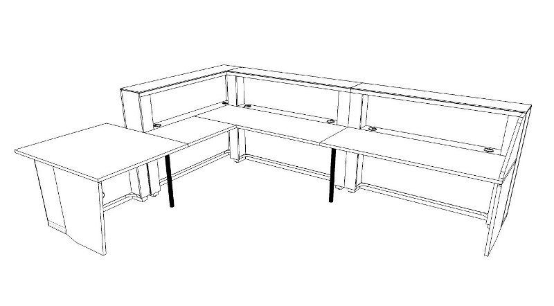 Стойка ресепшн угловая с низким модулем, без орнамента с LED подсветкой