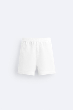 ZARA ШОРТЫ ИЗ 100% ЛЬНА, ЖЕЛТОВАТО-БЕЛЫЙ