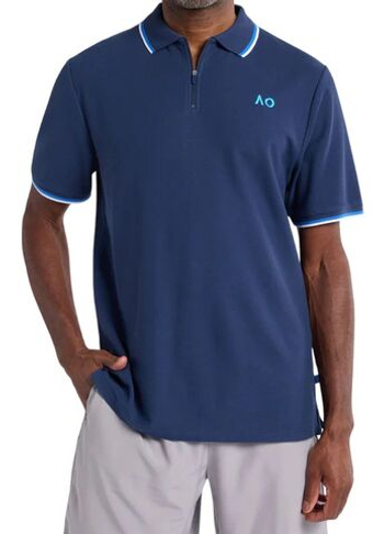 Мужское теннисное поло Australian Open Zip Player - небесный