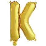 Фольгированный шар с клапаном (16''/41 см) Мини-буква, К, Золото, 1 шт. в упак.