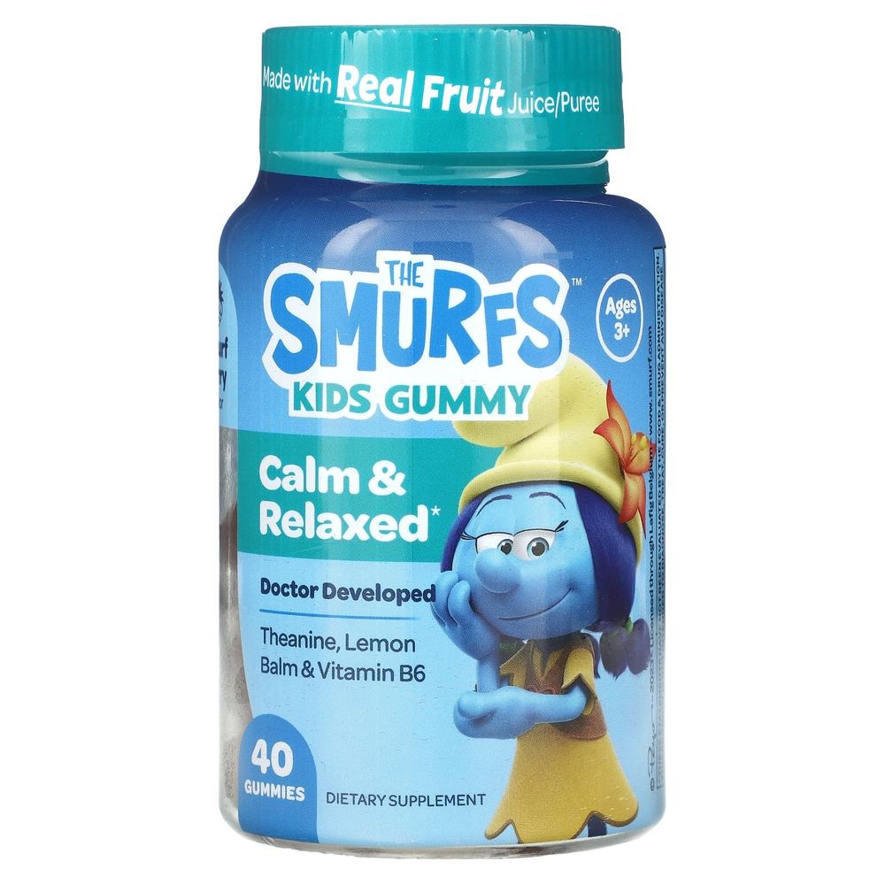 The Smurfs, Жевательные таблетки для детей, для успокоения и расслабления, для детей от 3 лет, ягодный смурф, 40 жевательных таблеток