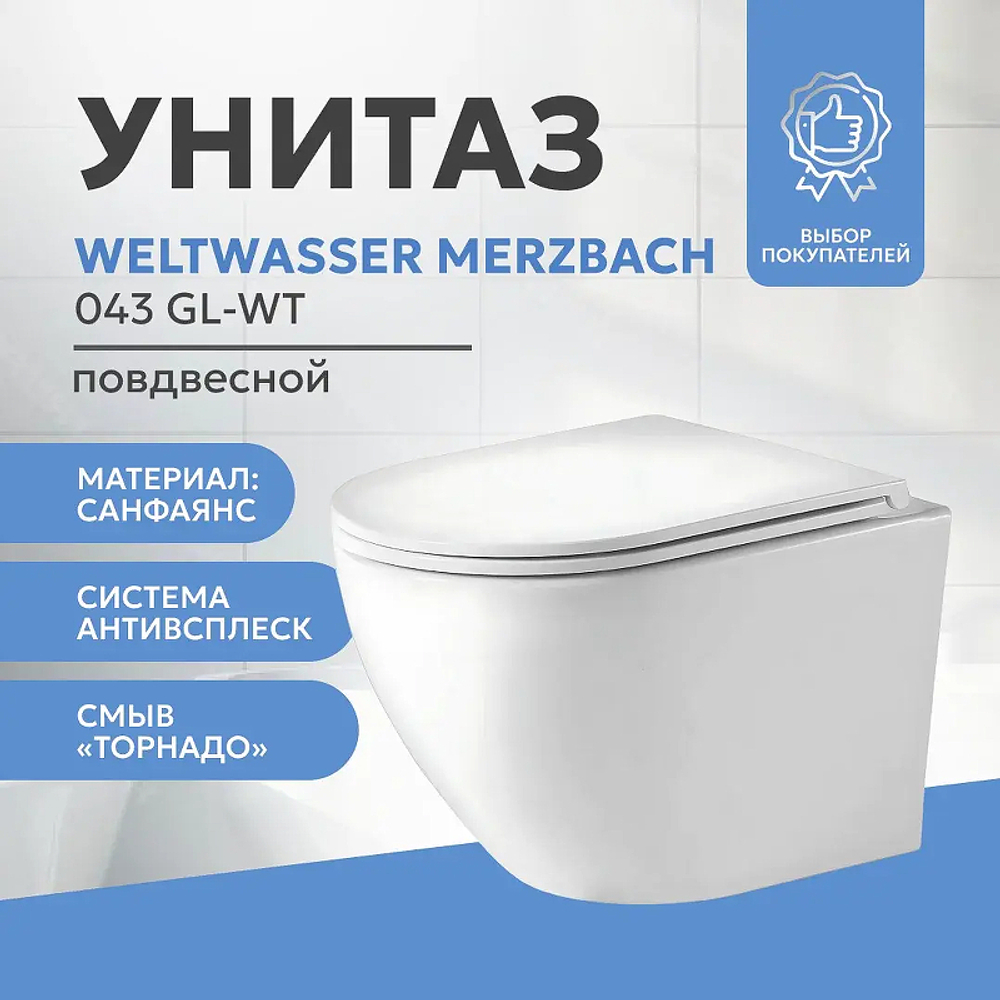 Унитаз подвесной WeltWasser Merzbach 043 GL-WT 10000009939 с сиденьем Микролифт