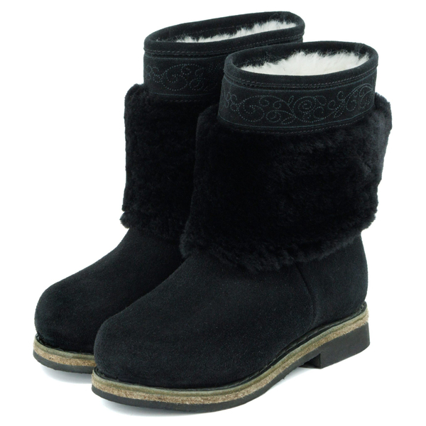 Унты женские укороченные из замши и мутона