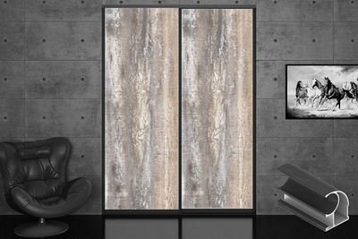 Дверь-купе 2650*600(700,800,900) мм, черный велюр, Бетон Пайн экзотик LAMARTY