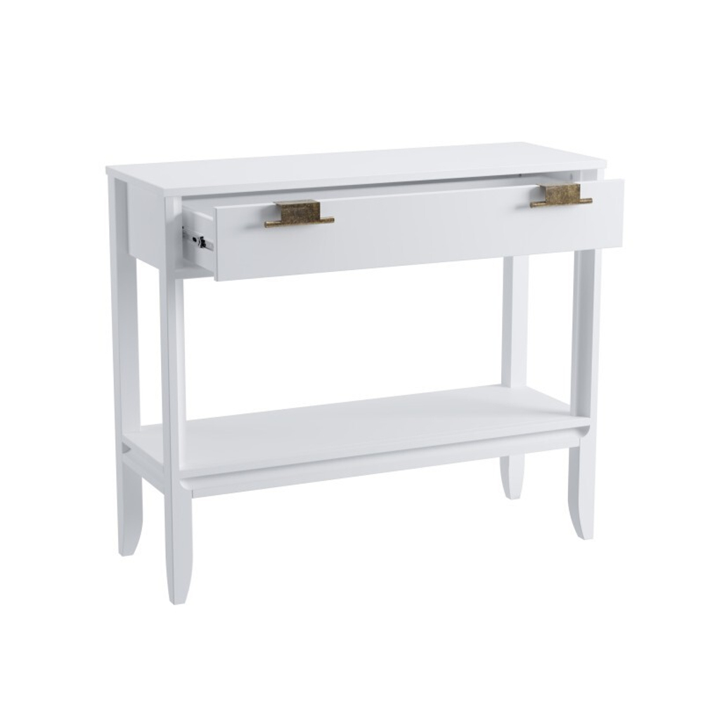 Консоль «Бридж» 1 ящик и полка белый лак