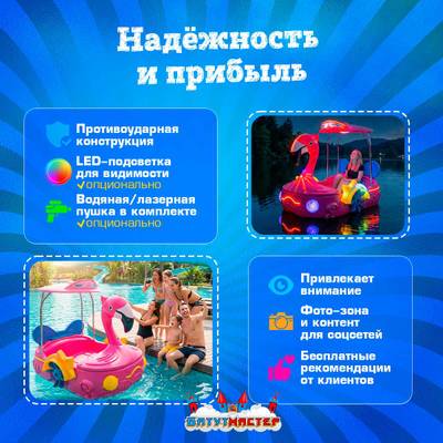 Семейная ручная лодка-катамаран «Фламинго» розовый, 2+1