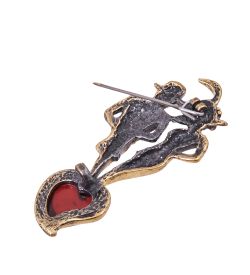 AM-3848 Брошь «Светский раут» (латунь, янтарь)