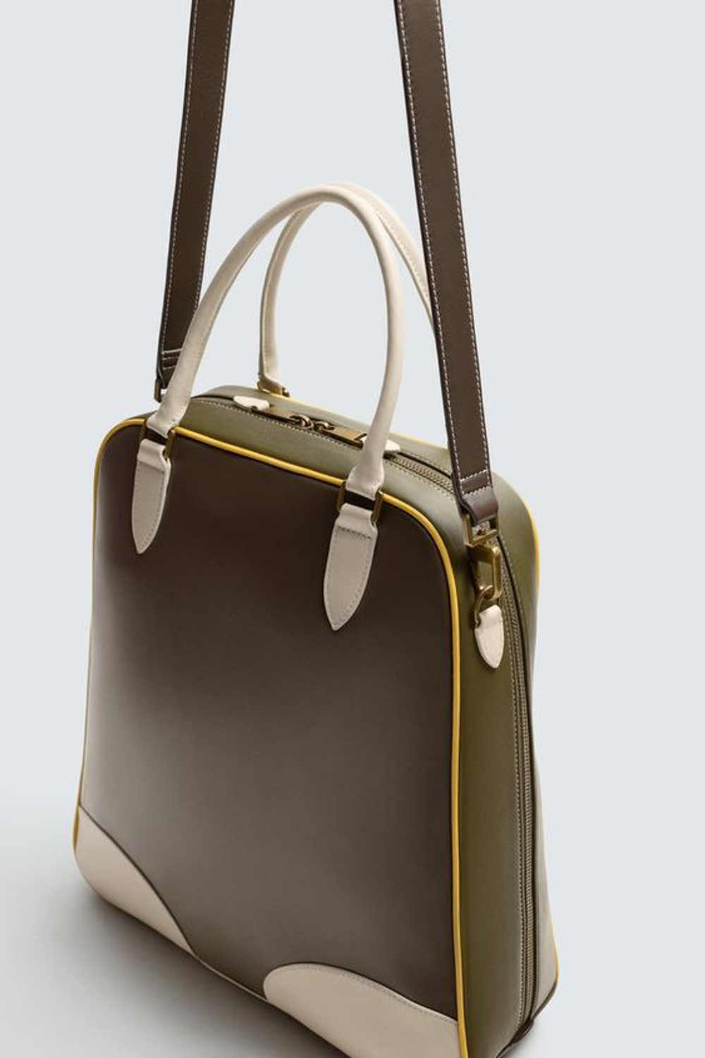 ZARA HARRY LAMBERT X DISNEY КОЖАНАЯ СУМКА-ШОПЕР, КОРИЧНЕВЫЙ