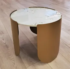 Журнальный столик Stone Antique S, Ø50х42 см, латунь, керамогранит