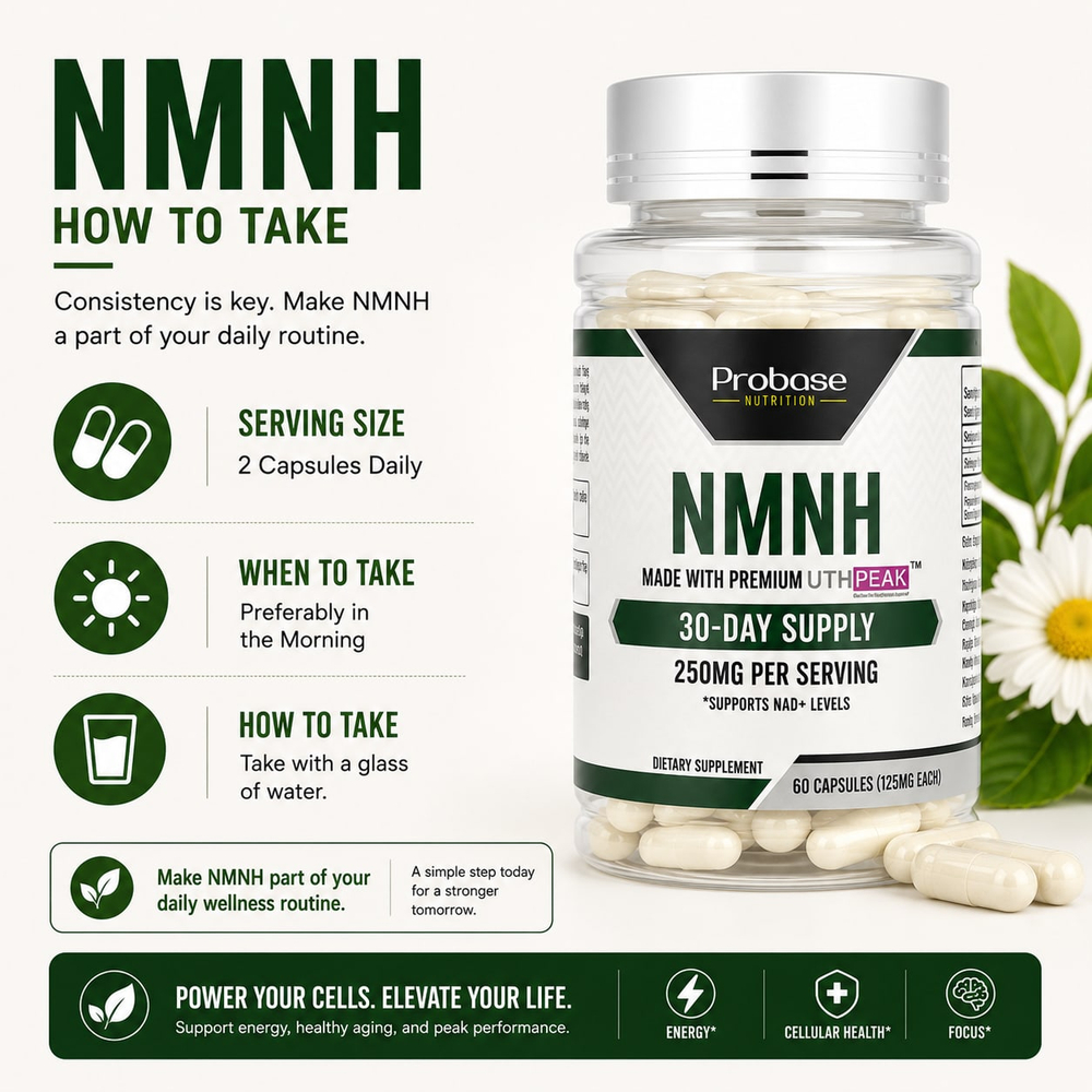 Probase Nutrition, NMNH, 60 капсул (125 мг в каждой капсуле)