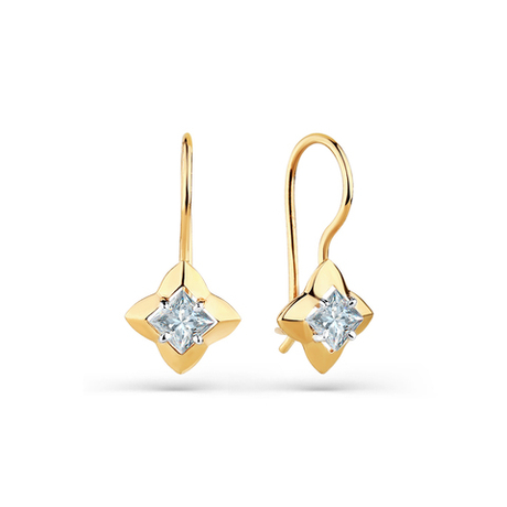 Серьги из золота 585 пробы с 2 Фианит