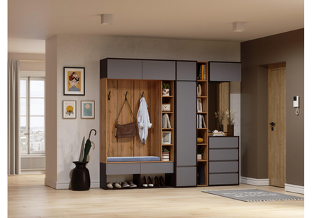 Прихожая Woodville Роут венге, графит софт  3