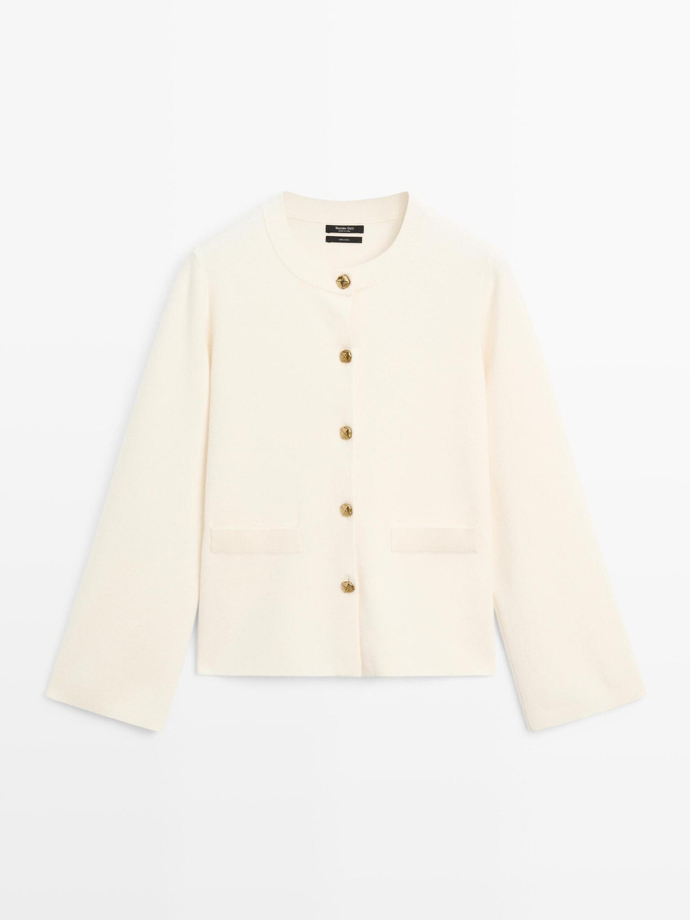 Massimo Dutti Кардиган из 100% шерсти, натуральный/кремовый