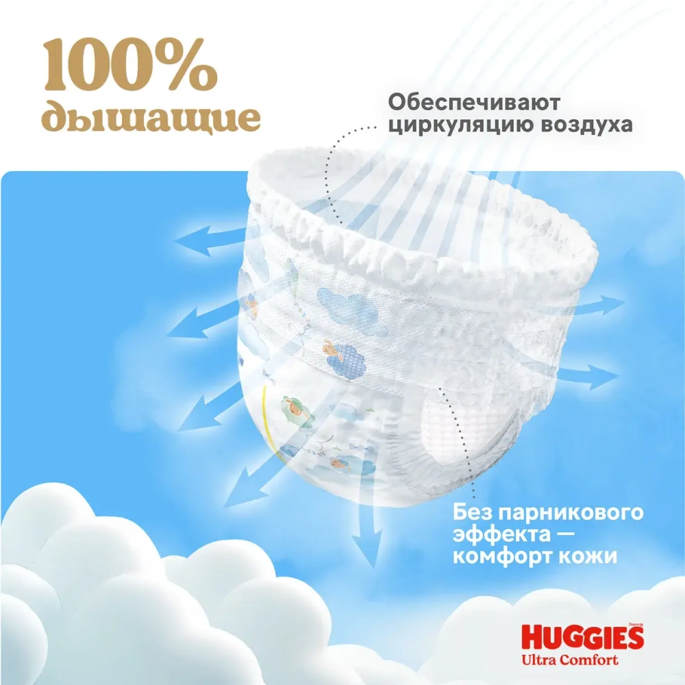 Huggies Ультра Комфорт Трусики-подгузники 4 для мальчиков (9–14 кг), 46 шт. Хаггис
