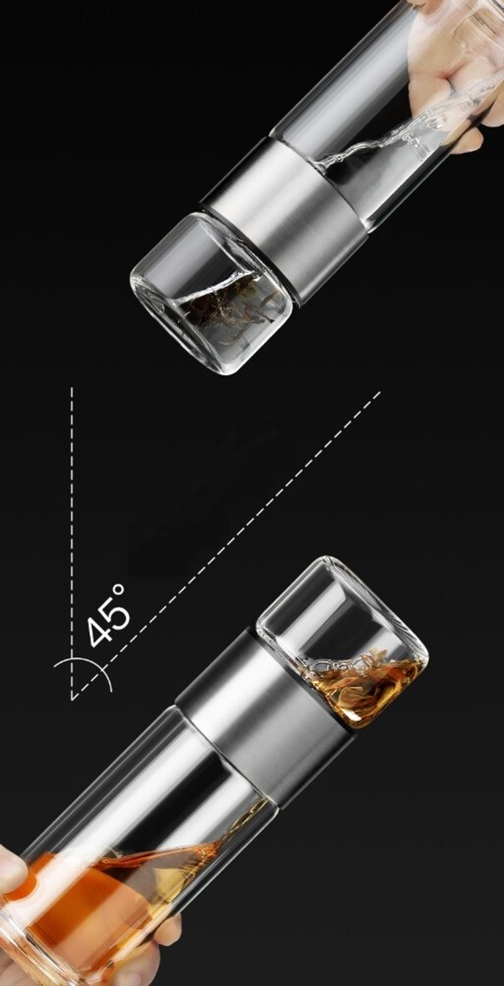 213041 Бутылка для заваривания SAMADoyo "C-002B" ниж.колба-238мл, верх. колба-170мл, зеленый/стекло