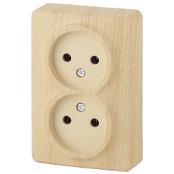 Розетка ЭРА Эксперт 11-2202-11 двойная 2х2P 16A-250В IP20 ОУ сосна