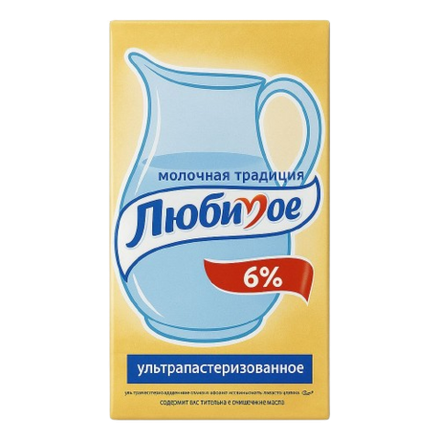 Молоко Любимое 6% 1 л