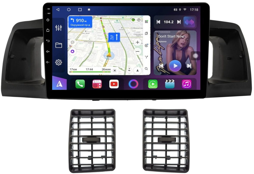 Магнитола для Toyota Corolla 120 2000-2007 (рамка черная с воздуховодами) - FarCar BM9648BL на Android 13, QLED, TS10, 4Гб+32Гб, CarPlay, 4G SIM-слот