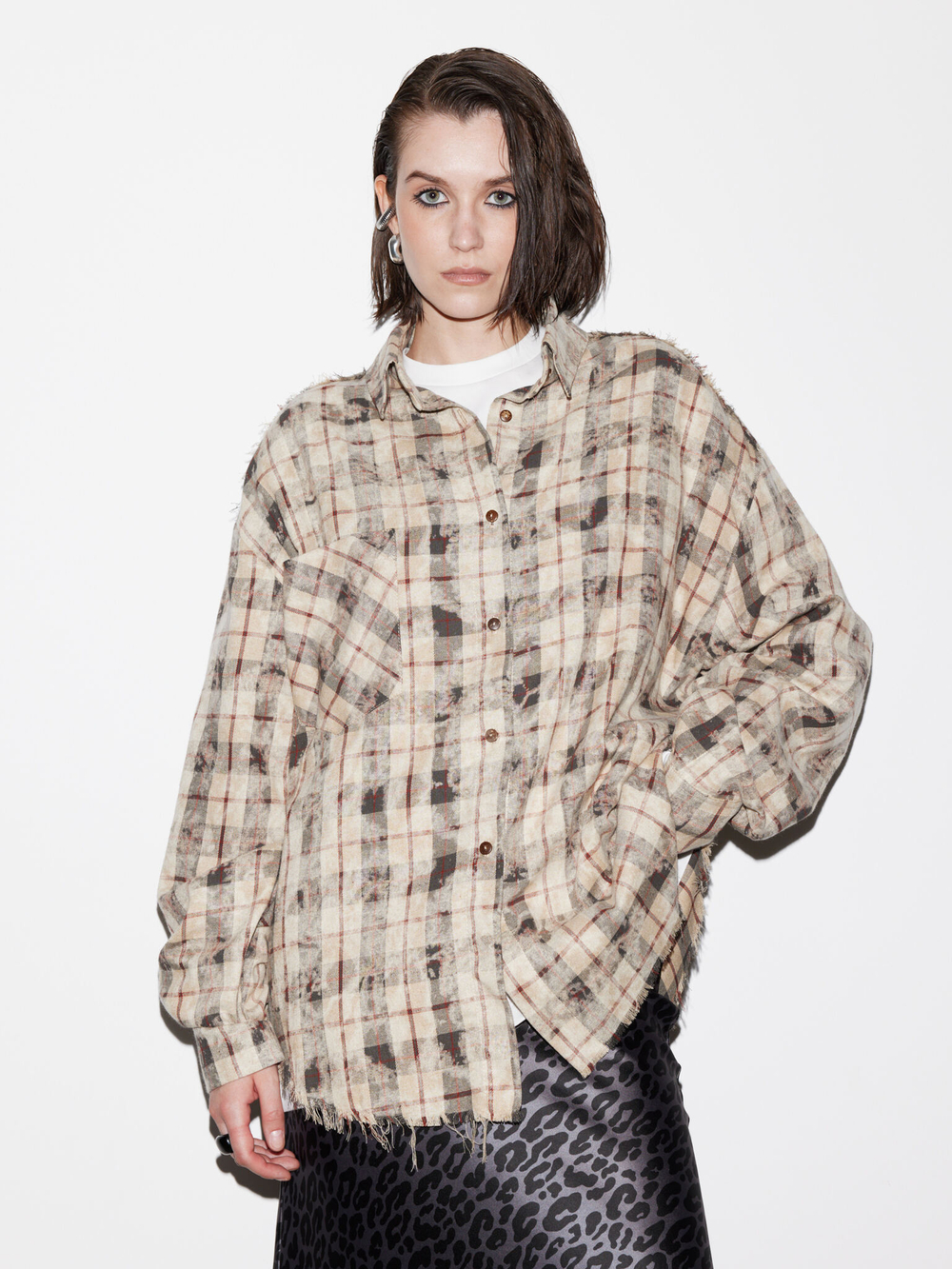 Рубашка Grunge, бежево-черная