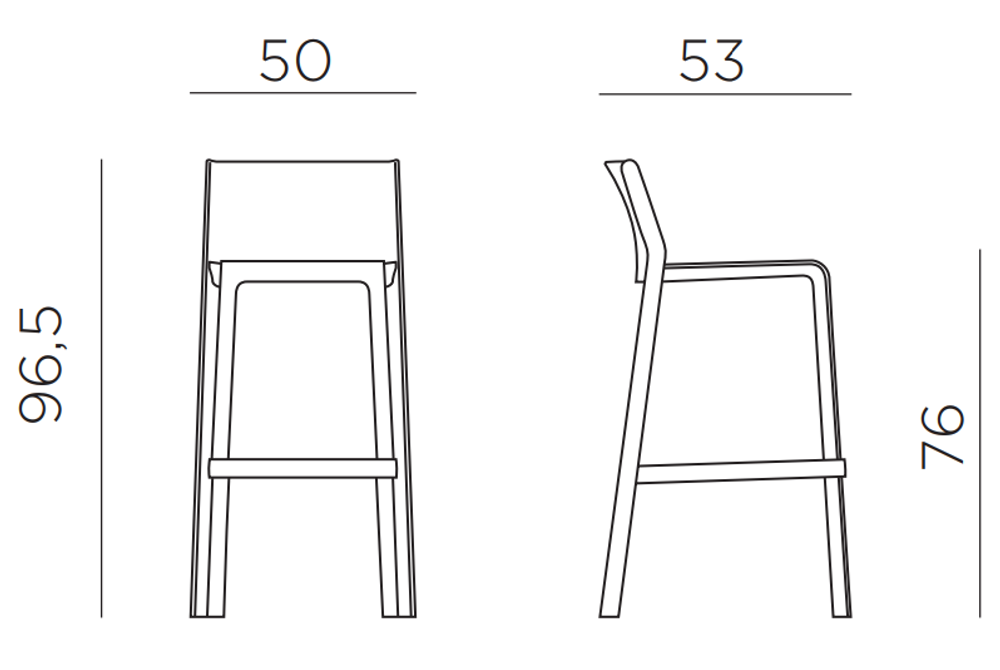 Стул пластиковый барный Nardi Trill Stool, белый