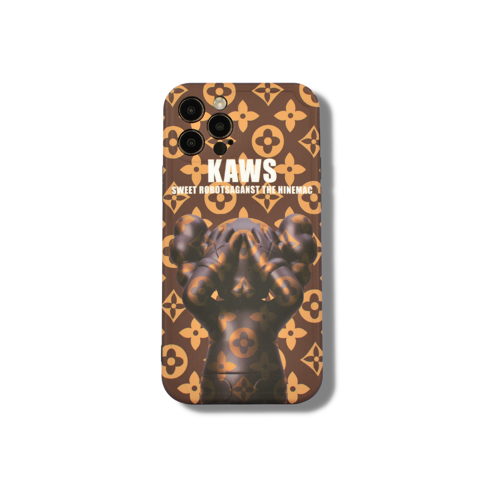 Чехол TPU с защитой камеры. Brand L.V. Kaws коричневый